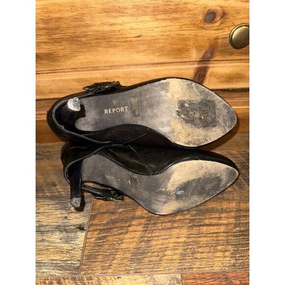 Report Electra Black Buckle Ankle Boots Heels Motorcycle Biker Goth Emo Size 9.5 - Picture 10 of 13